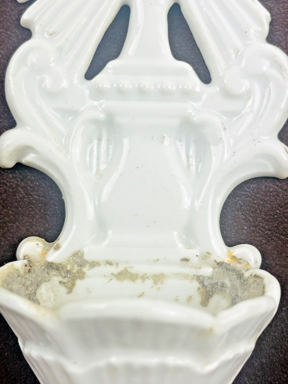 Bénitier de chevet 19ème en porcelaine de Paris