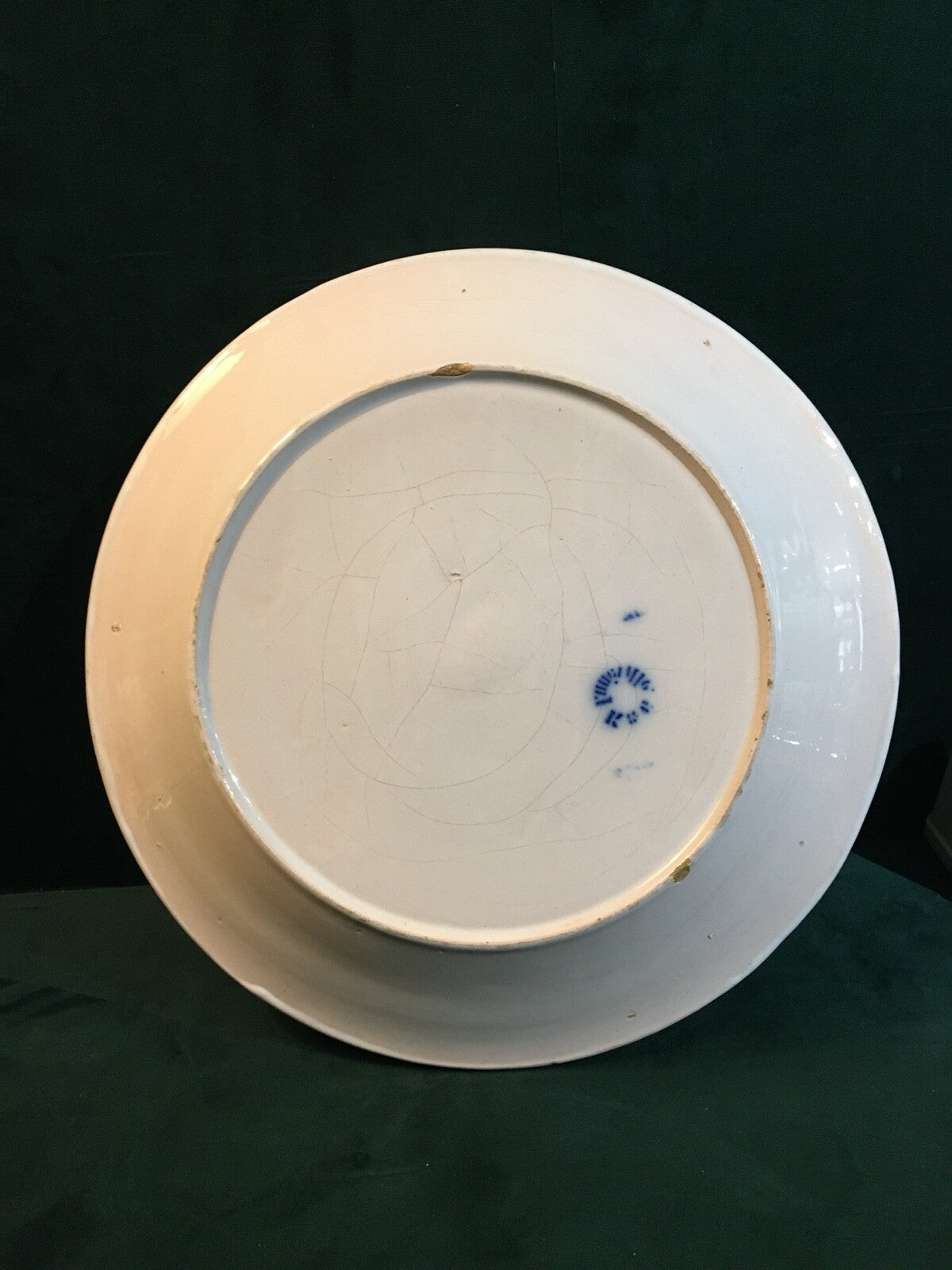 Grand plat faïence de l'est, décor au coq, Keller et Guérin Lunéville n°2