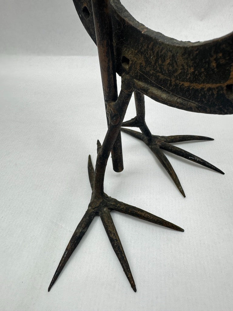 Chandelier coq en fer forgé esprit Marolles Jean Touret vers 1950