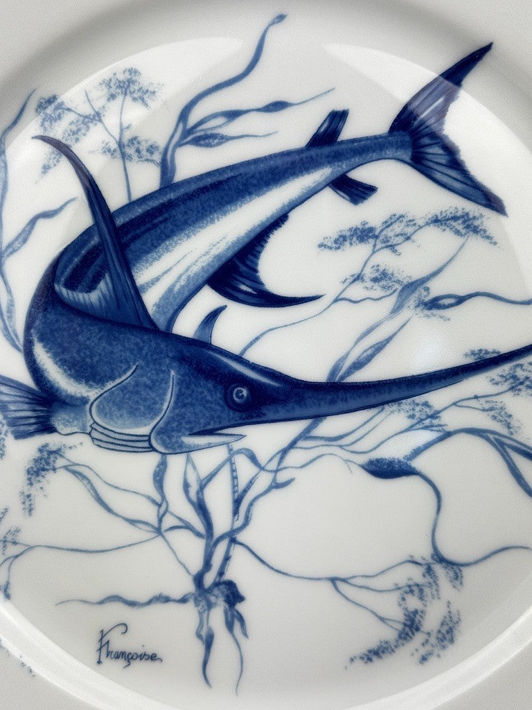 Service de 6 assiettes plates à Poissons stylisés – Jammet Seignolles