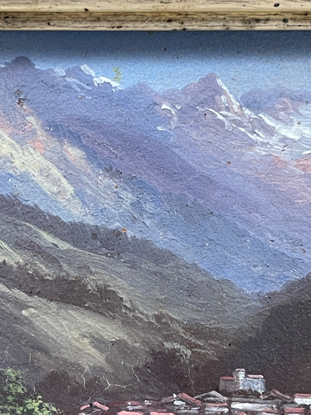Huile sur panneau, école Suisse 19ème, Paysage montagneux