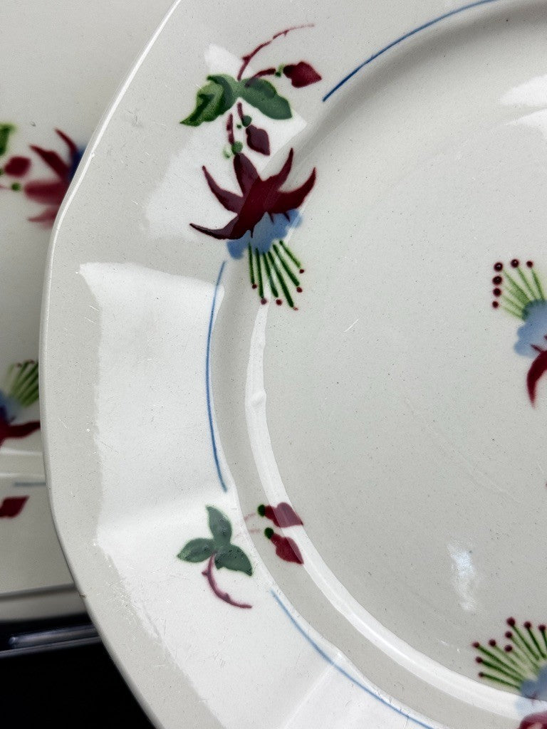 Lot de 6 assiettes plates Sarreguemines, modèle Bermudes – vers 1950