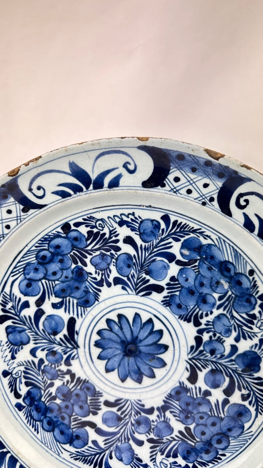 Grand Plat en faience 18ème  de Delft 35 cm