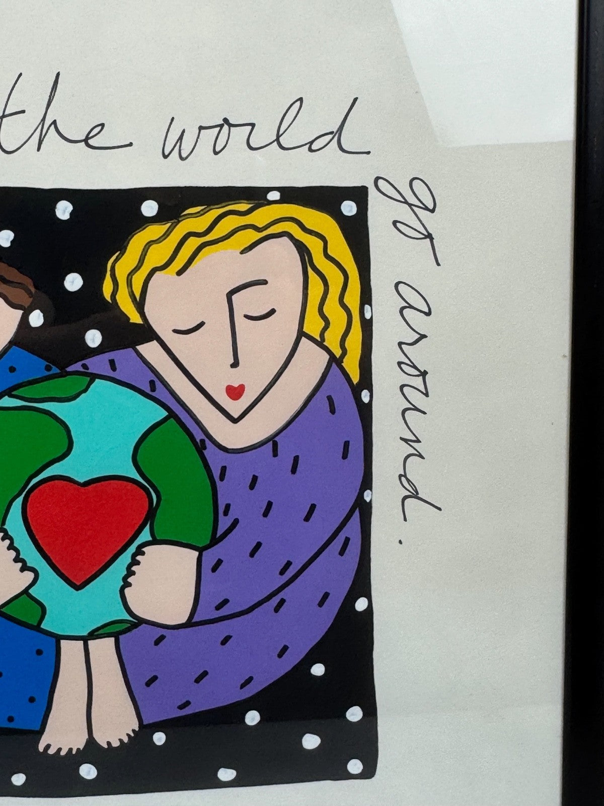 Sandra Magsamen, original 54x79 "Love makes the world go around" c.1990