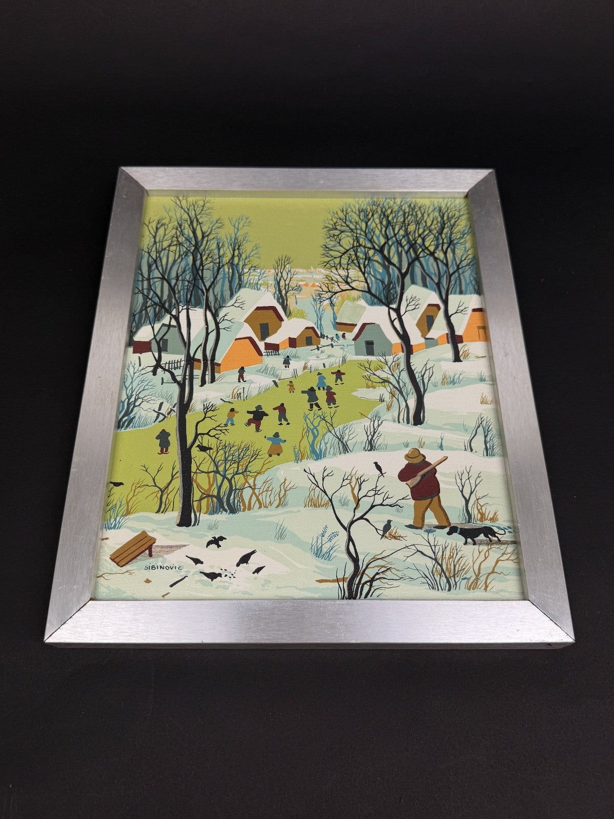 Sibinovic, Les patineurs, peinture naïve vers 1970
