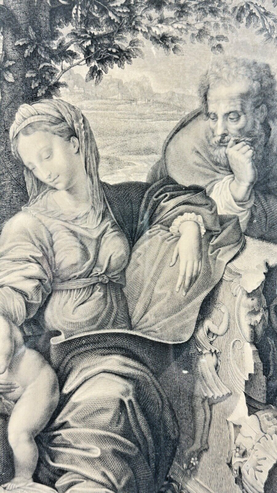 La madone au chêne par Giulo Romano (Jules Romain) - Gravure 19ème