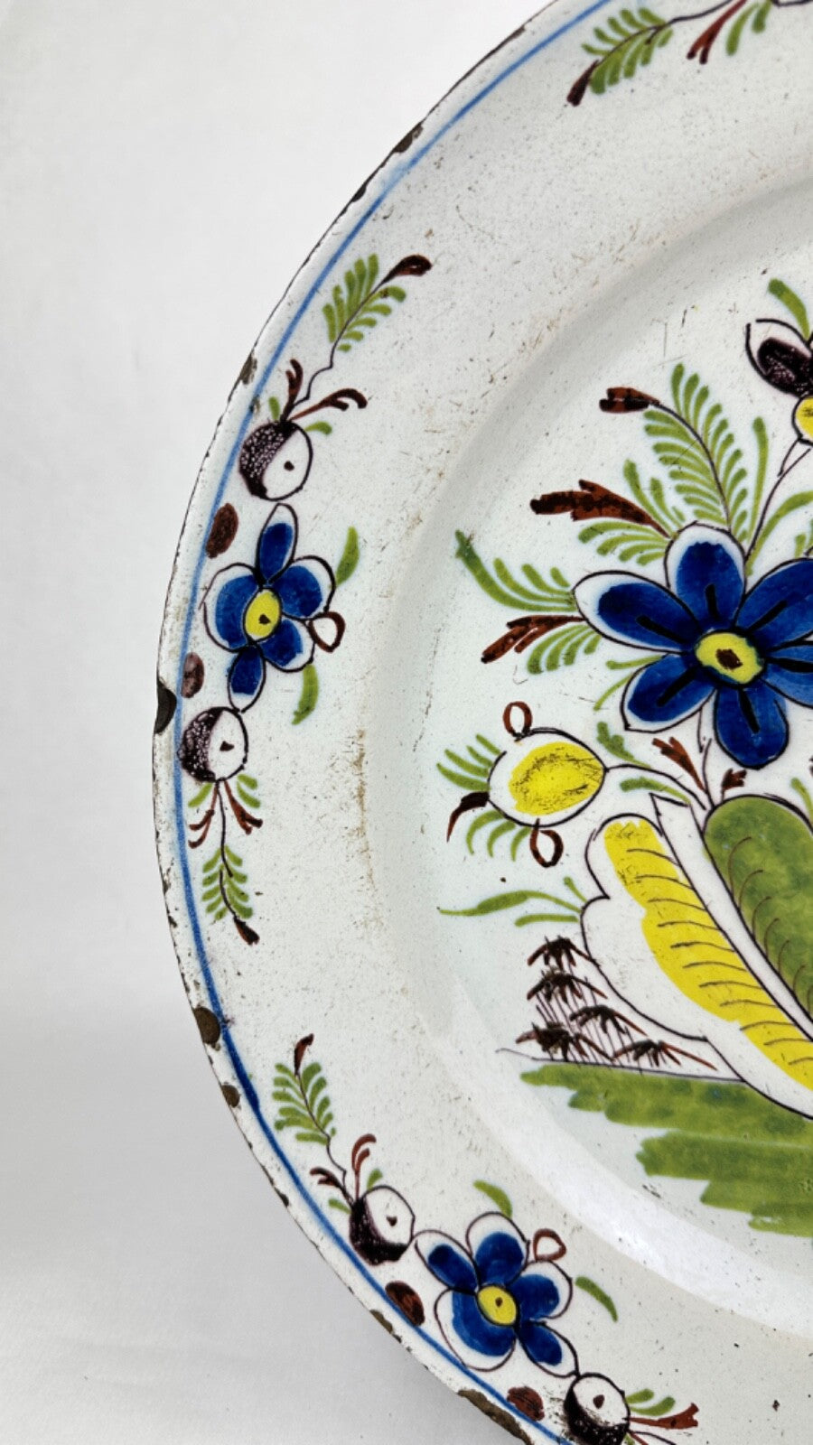 Grand plat en faïence de Delft Blanc Bleu 18ème 35,5 cm