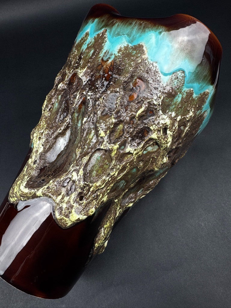 Vase en céramique émaillée – style brutaliste, années 60/70