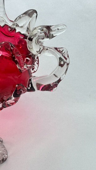 Jardinière en verre rouge framboise dans le goût d'Auguste Jean ou de Legras