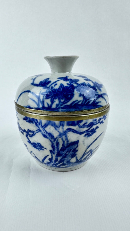 Pot couvert bleu et blanc Chine 18ème