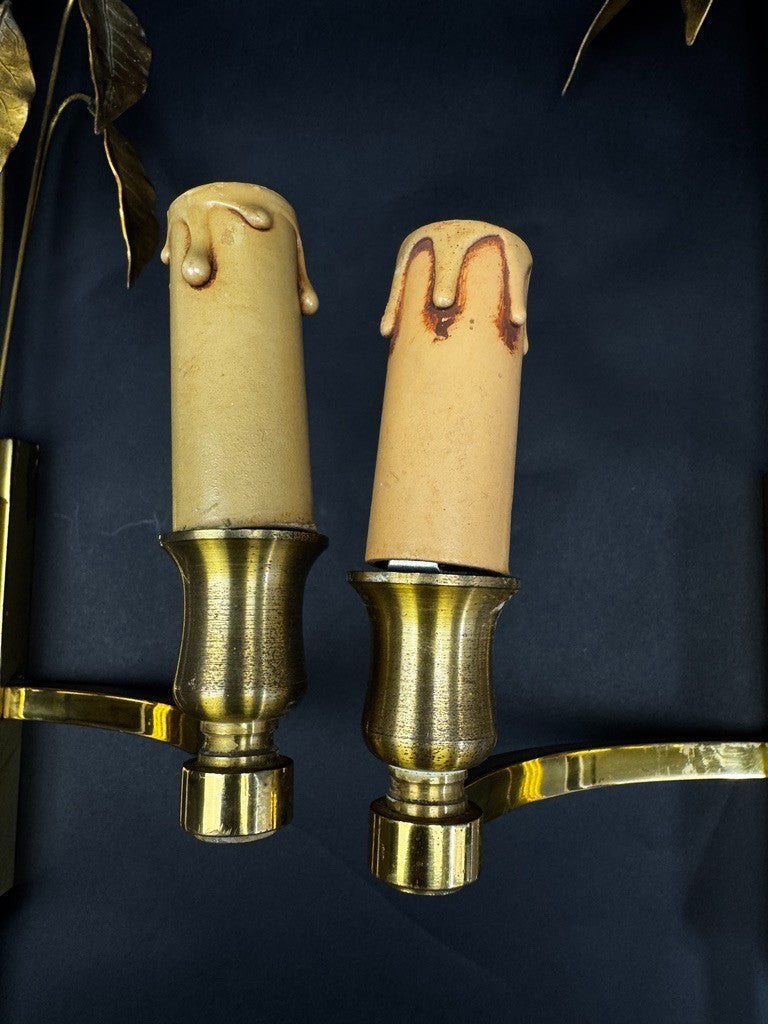 Paire d’appliques Maison Charles modèle "Lauriers", vers 1960