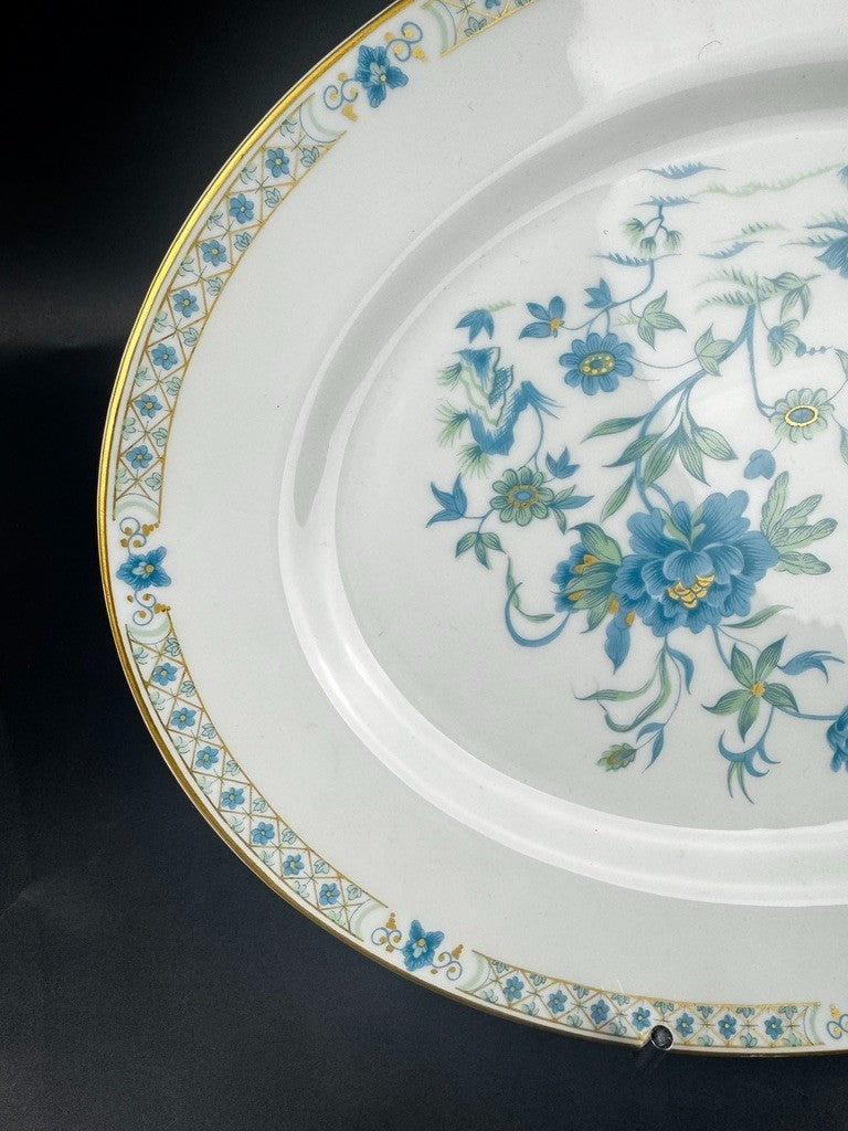 Grand plat à viande Haviland Limoges Nankin décor bleu et or