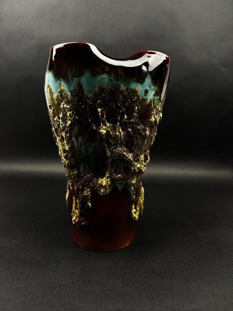 Vase en céramique émaillée – style brutaliste, années 60/70