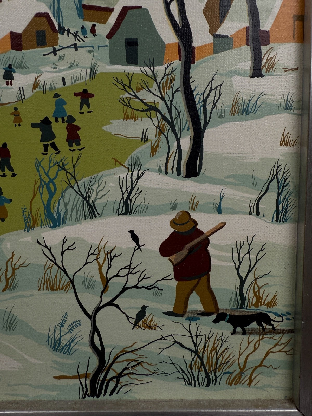 Sibinovic, Les patineurs, peinture naïve vers 1970