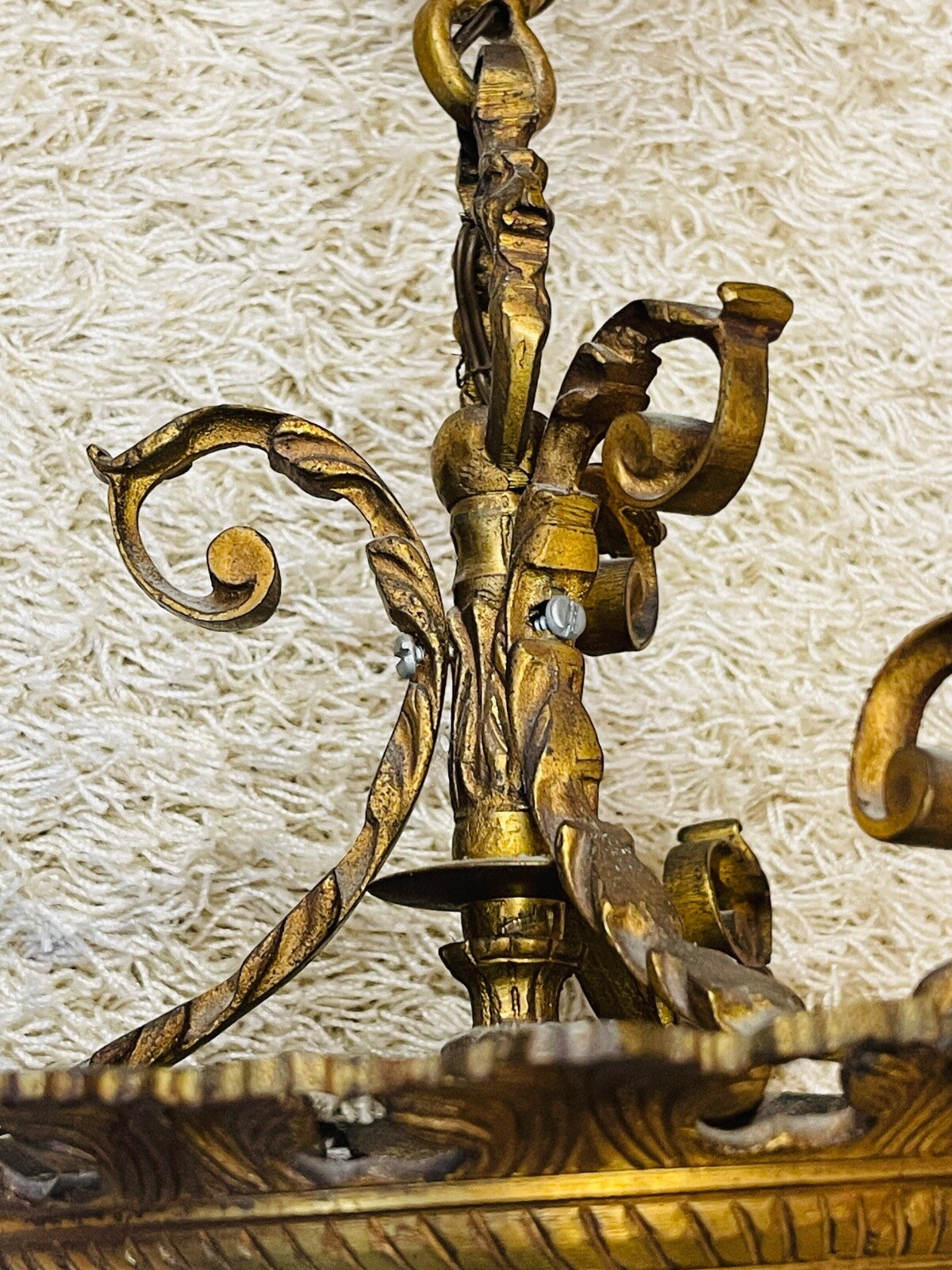 Ancienne lanterne en bronze et cristal taillé n°2