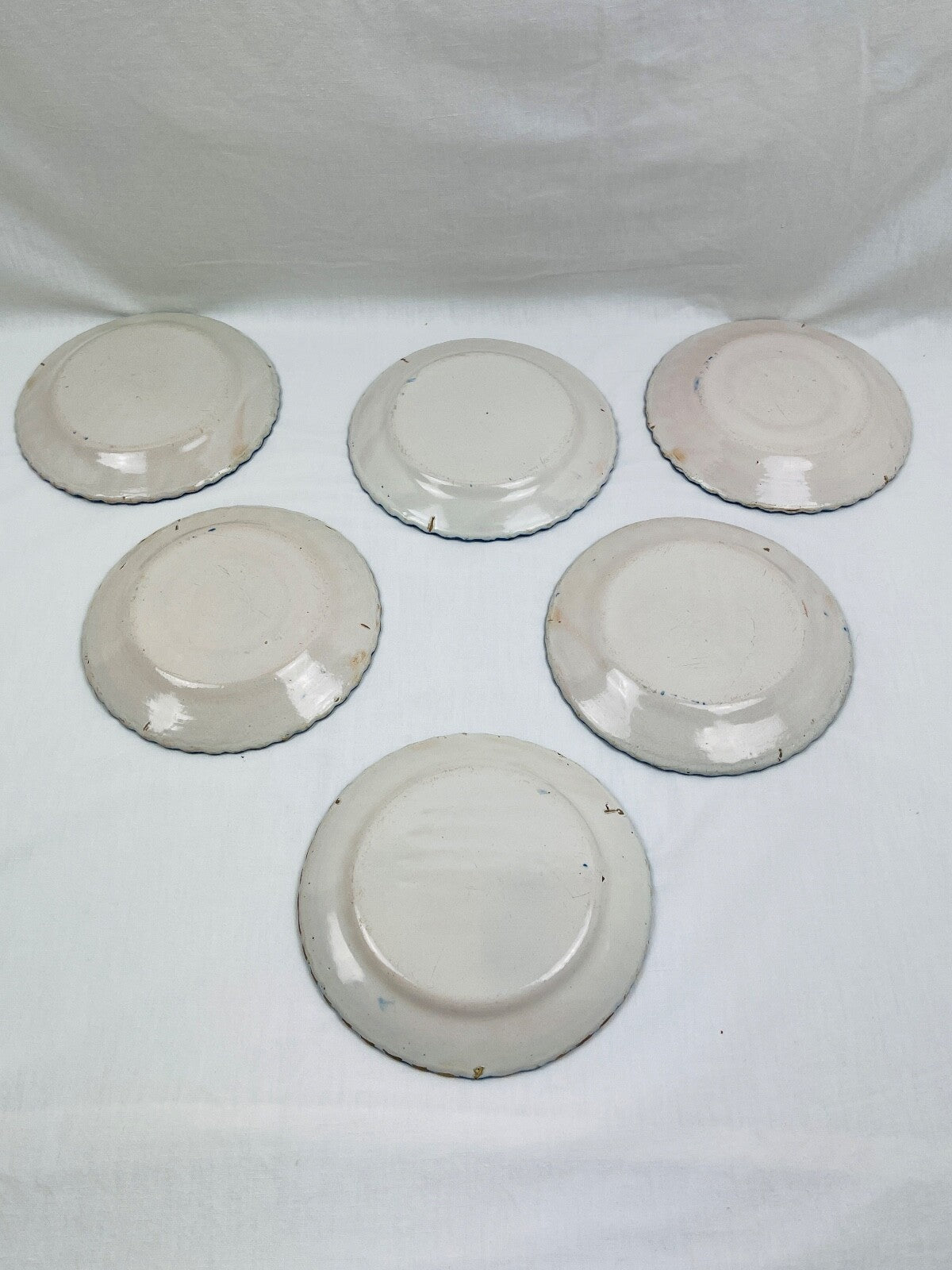 Lot de 6 assiettes Auvillar à décor de Corbeille Fleurie