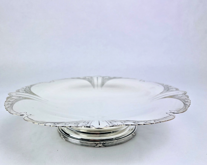 Coupe Sur Pied, Compotier, Centre De Table Art Nouveau Métal Argenté, Phenix