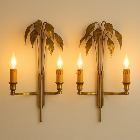Paire d’appliques Maison Charles modèle "Lauriers", vers 1960