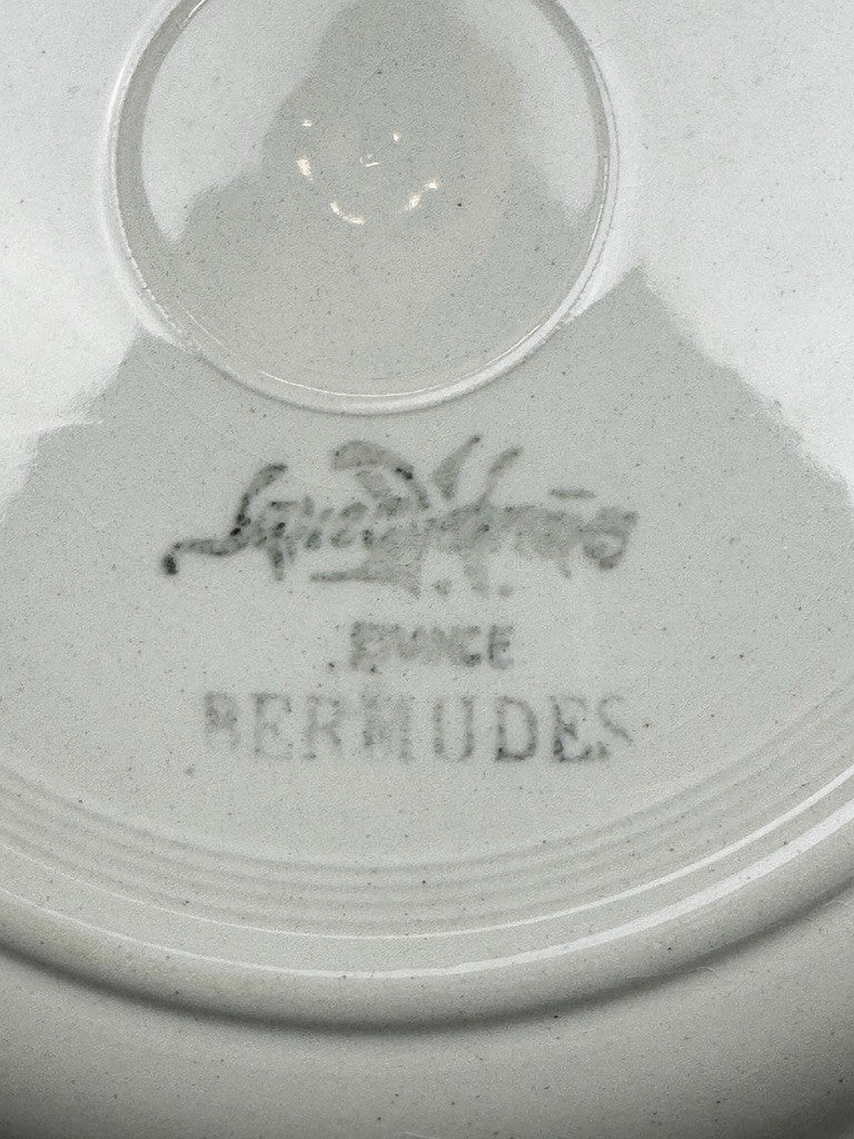 Lot de 6 assiettes plates Sarreguemines, modèle Bermudes – vers 1950