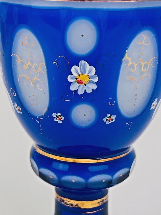 Calice, Vase En Cristal De Bohème Bleu Cobalt