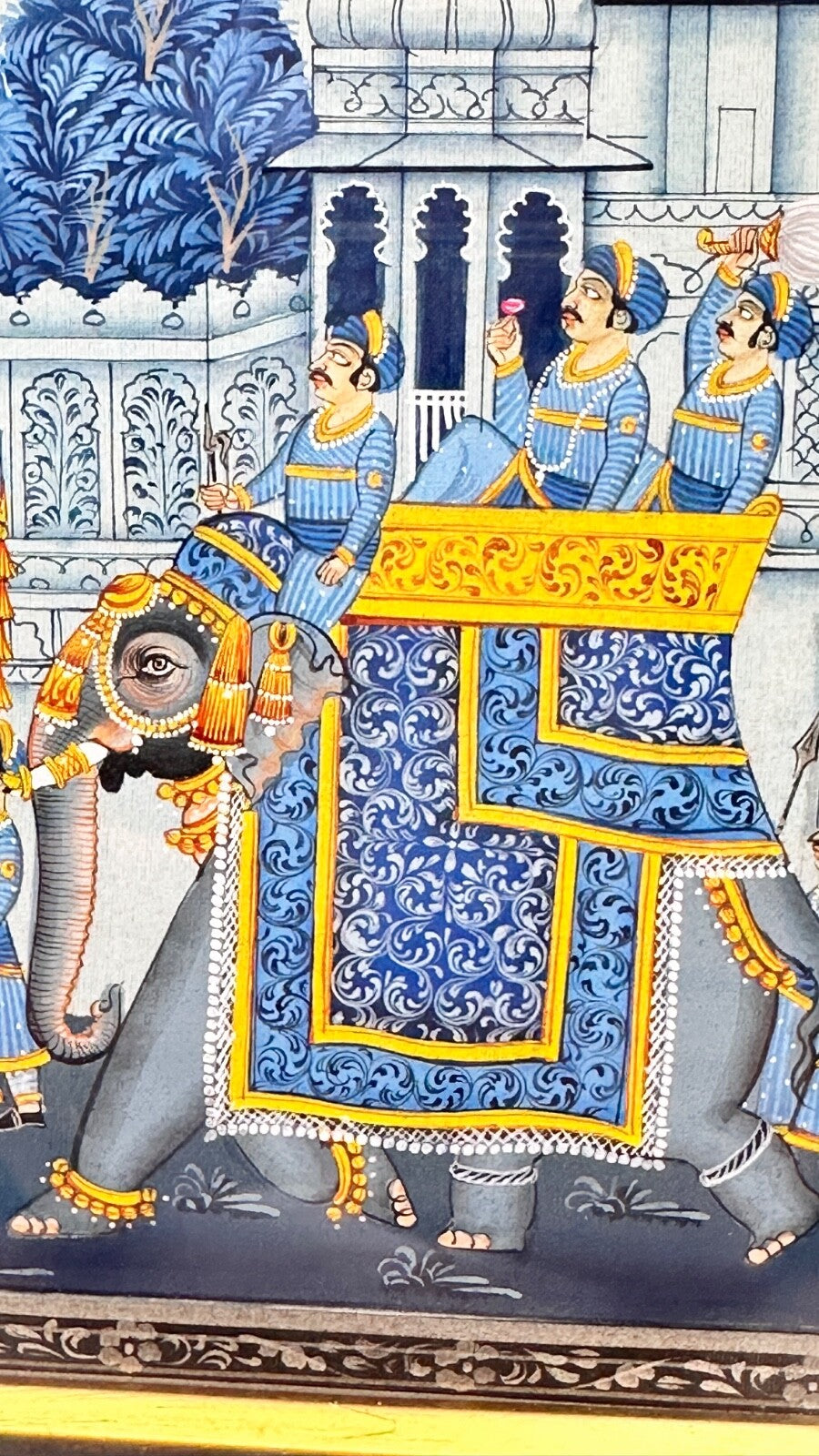Très belle peinture indienne sur tissu : la procession