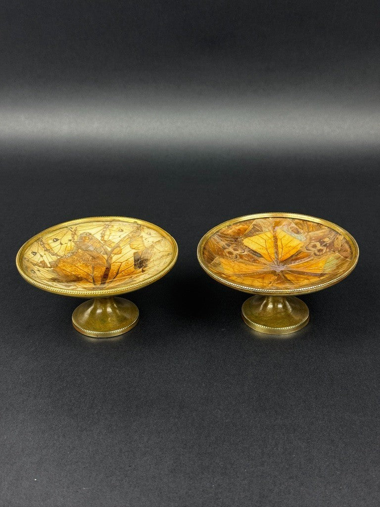 Paire de coupelles Napoléon III – Ailes de papillons , monture en laiton
