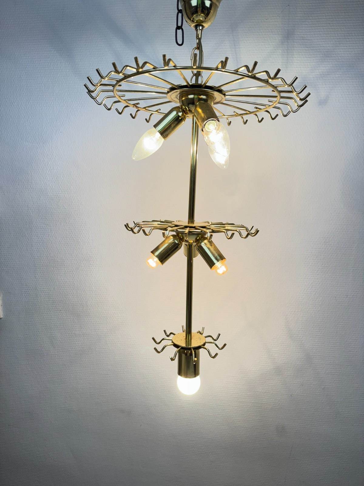 Lustre 3 rangs de tubes cristal Giesse Senago dans le gout de Venini, Italie