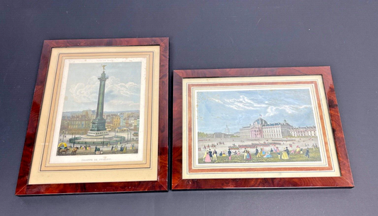 Suite De 2 Vues De Paris d'Ap. Jb Chamoin, Colonne De Juillet & Champs De Mars