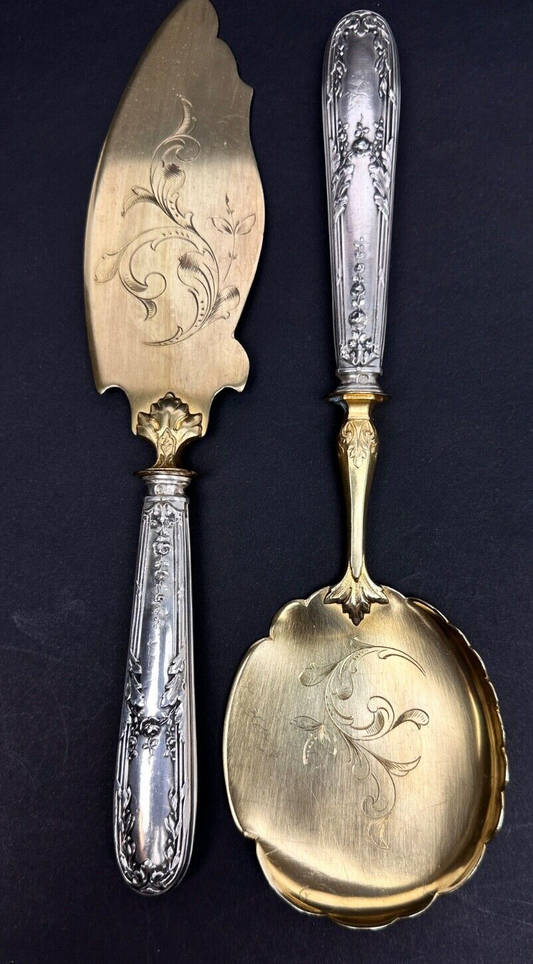Couteau à Gâteaux, à Glace Et Pelle à Fruits En Argent, Couverts à Dessert