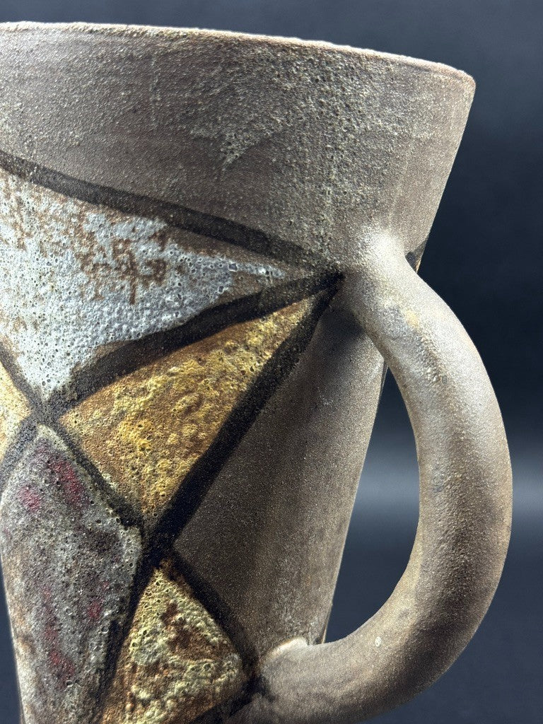 Pichet signé Alexandra Kostanda (1921-2011) Vallauris en grès émaillé années 60