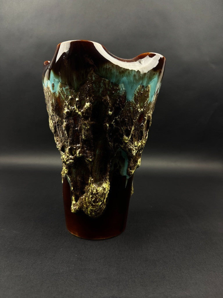 Vase en céramique émaillée – style brutaliste, années 60/70