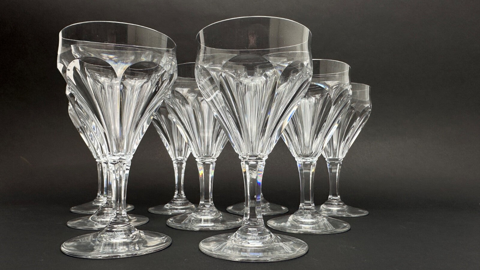 Baccarat, Suite De 9 Verres à Porto Modèle Duchesse De Dino