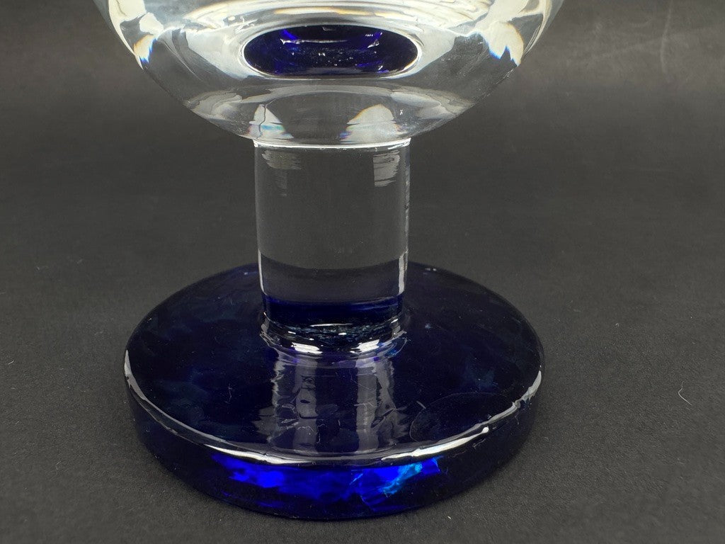 Série de 4 Très grands verres à eau Murano pied bleu