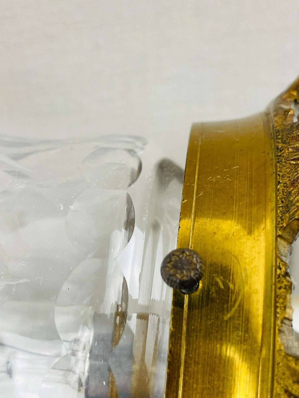 Ancienne lanterne en bronze et cristal taillé n°1