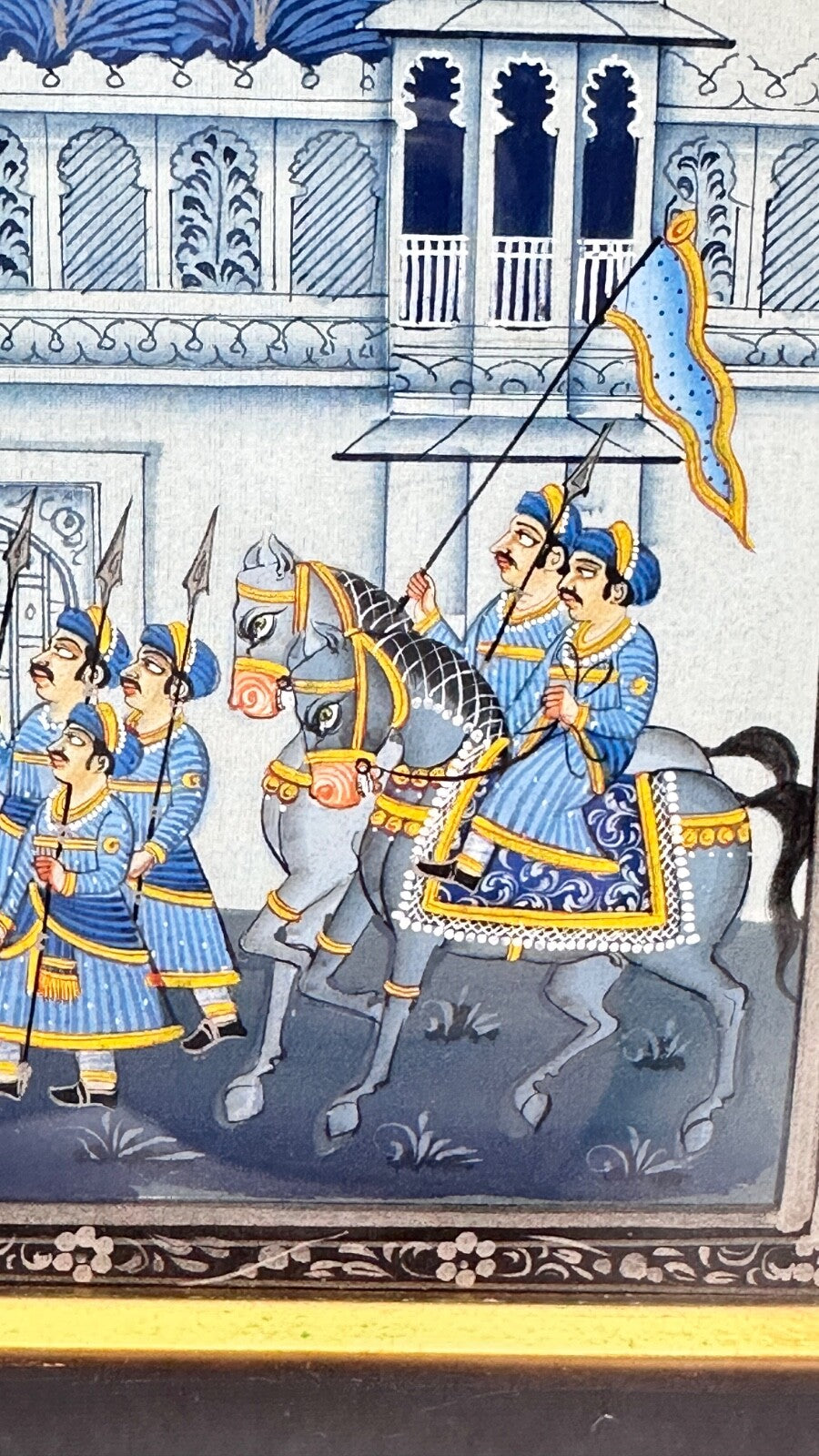 Très belle peinture indienne sur tissu : la procession