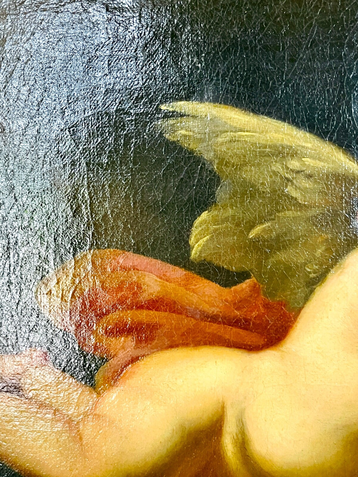 Huile Sur Toile, école Fin 17ème Début 18ème, Amour Tiré Par Un Dauphin