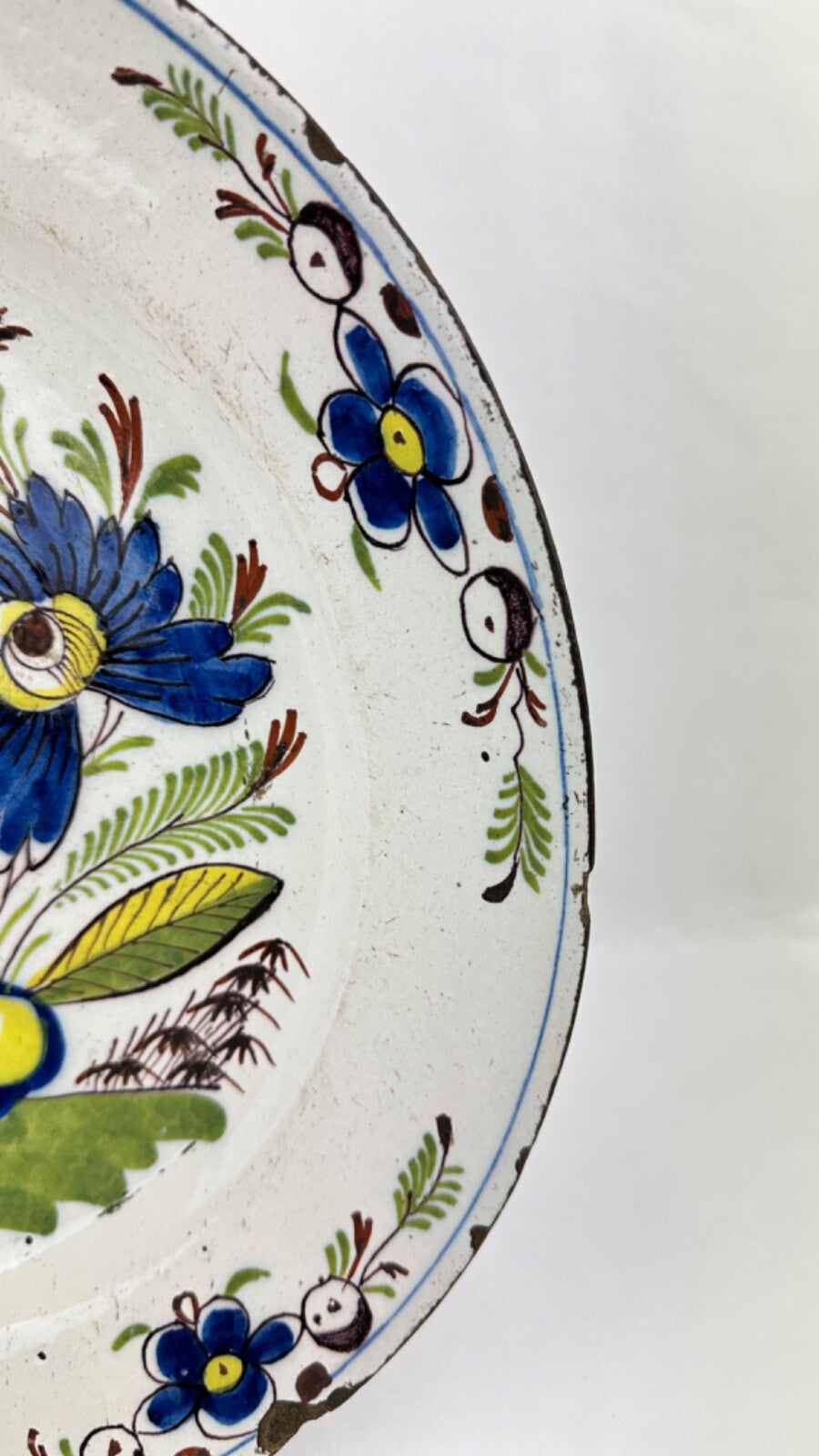 Grand plat en faïence de Delft Blanc Bleu 18ème 35,5 cm