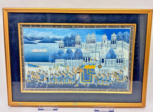 Très belle peinture indienne sur tissu : la procession