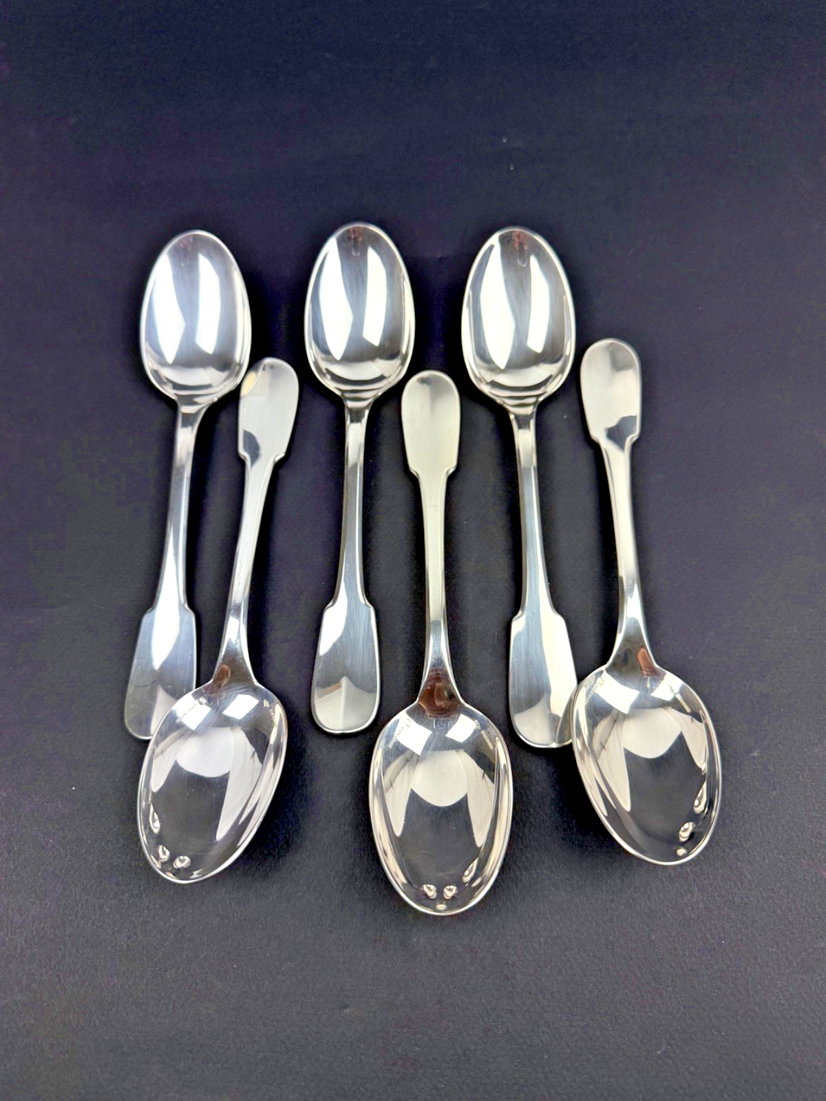 CHRISTOFLE argent massif suite de 6 cuillères à soupe modèle Cluny