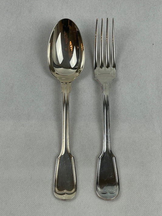 Christofle un couvert au filet - cuillère et fourchette Chinon
