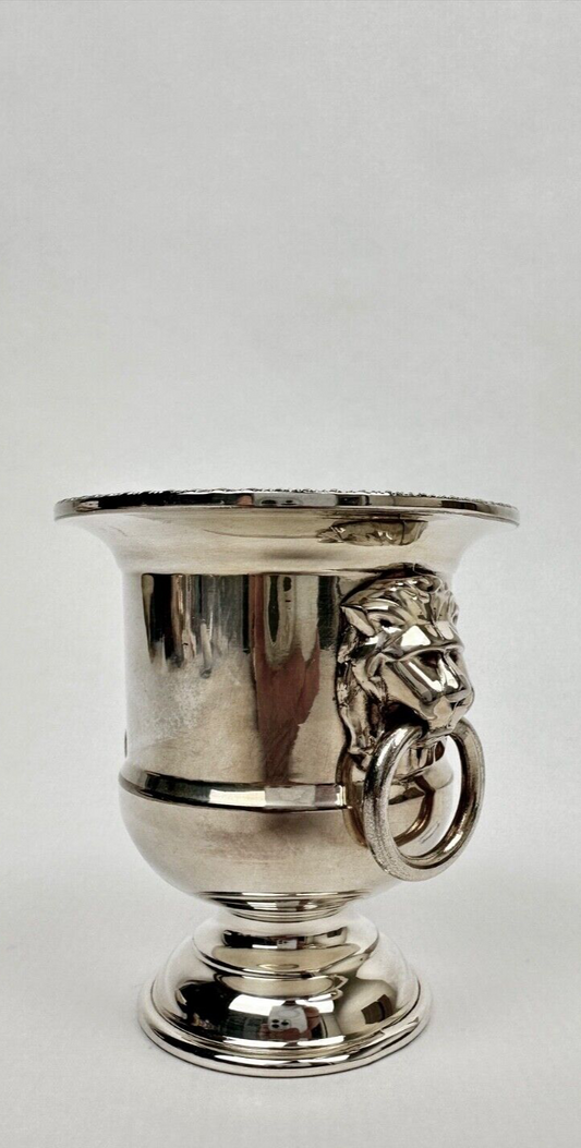 Porte cure-dents de table, métal argenté, forme Médicis, anses têtes de lion