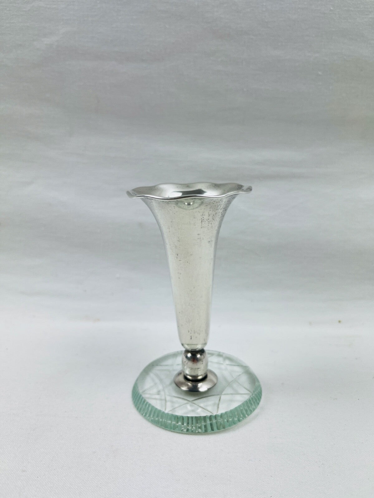 Petit vase en argent espagnol et cristal