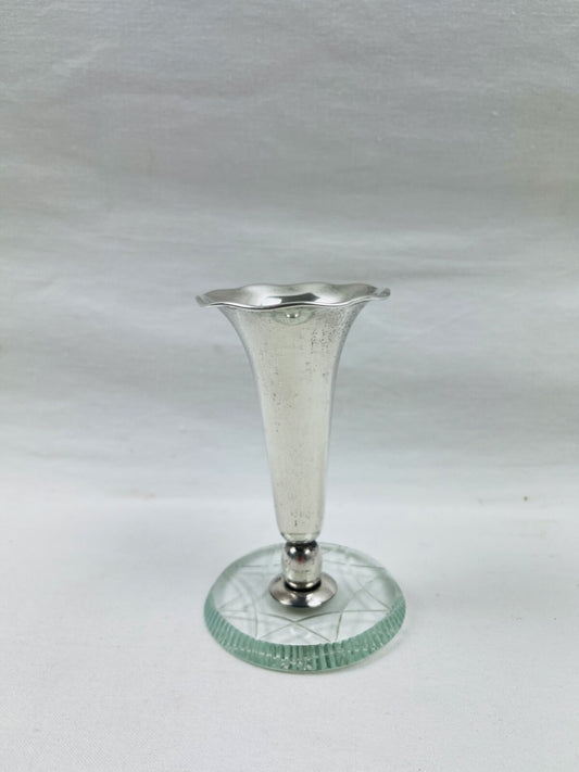 Petit vase en argent espagnol et cristal