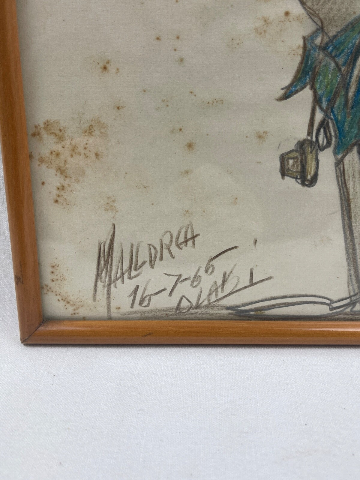 Ancien dessin caricature touriste à Mallorque 1965