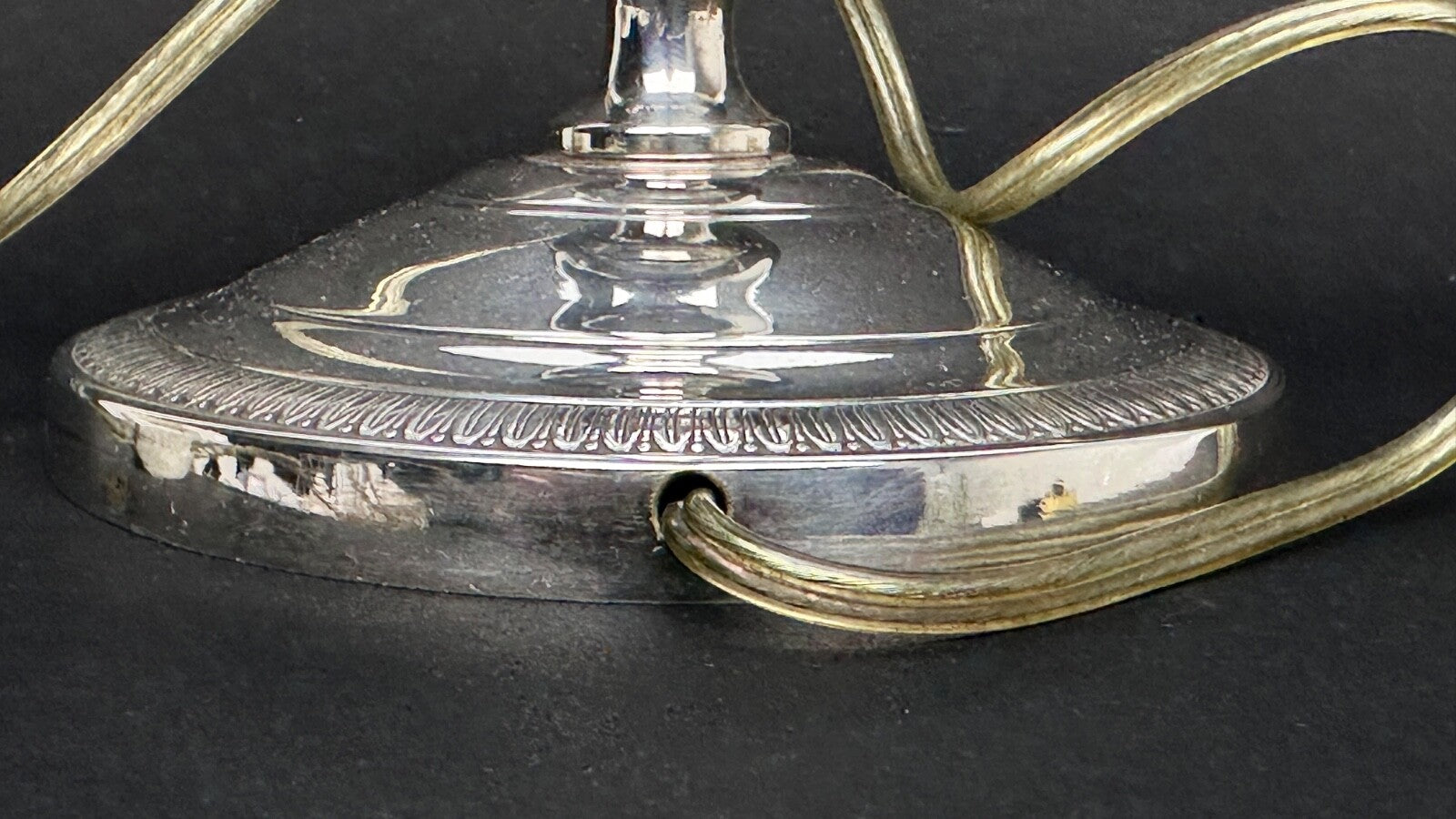 Bougeoir En Bronze Argenté Monté En Lampe