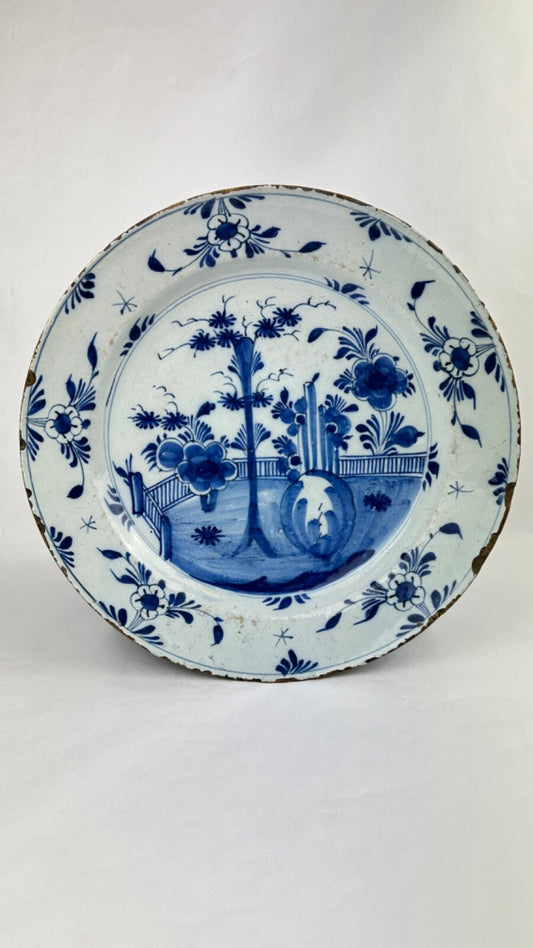 Grand Plat en faience 18ème  de Delft 34 cm