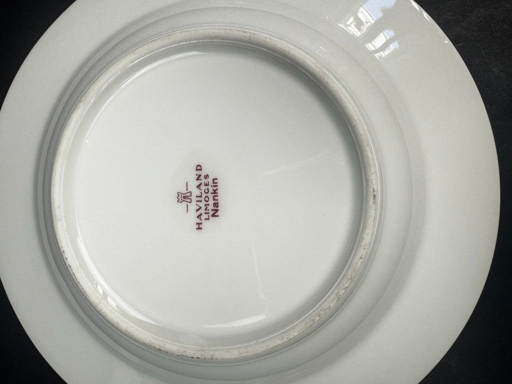 Suite de 6 assiettes à soupe Haviland Limoges Nankin décor bleu et or