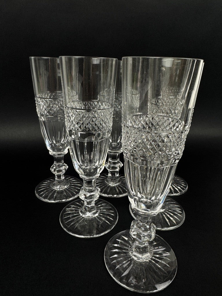 6 flûtes à champagne en cristal Saint Louis – modèle Trianon – 18 cm