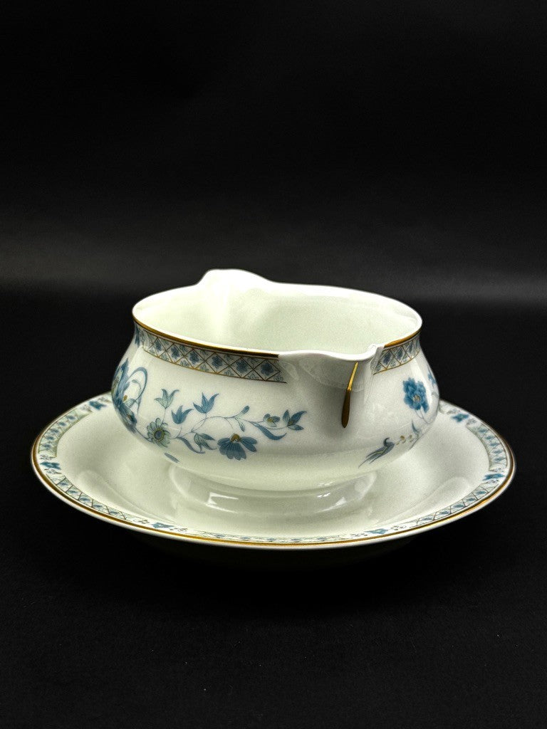 Sauciere Haviland Limoges Nankin bleu et or saucière soucoupe