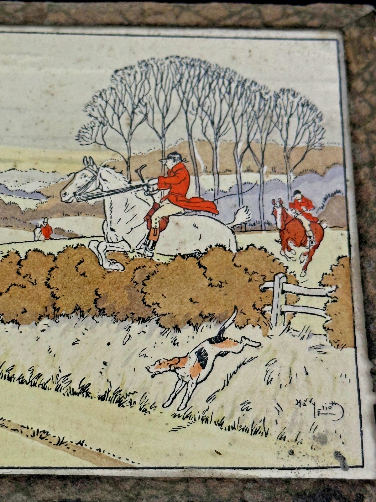 Paire de petites lithographies d'Harry Eliott Hunting scenes
